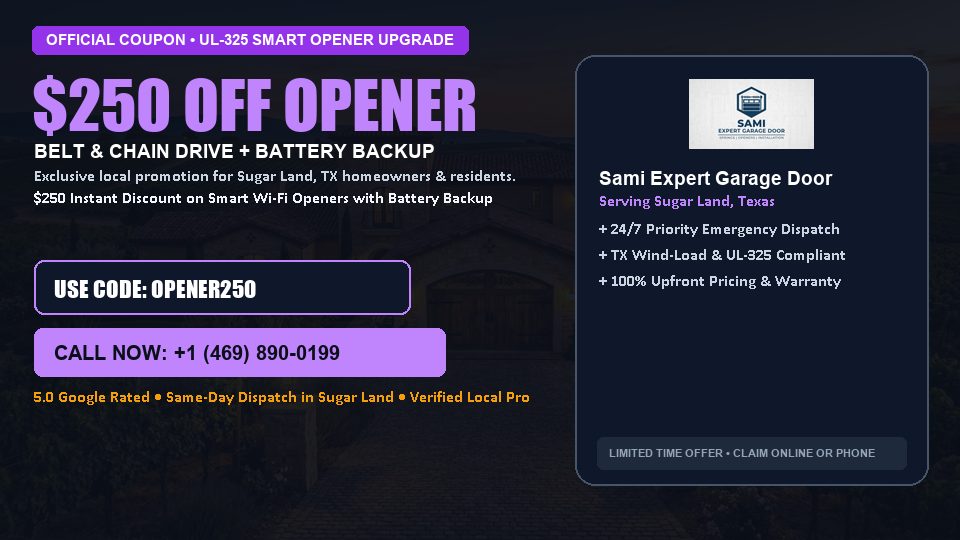 Sami Expert Garage Door $250 OFF Premium LiftMaster Opener Installation in Sugar Land, TX